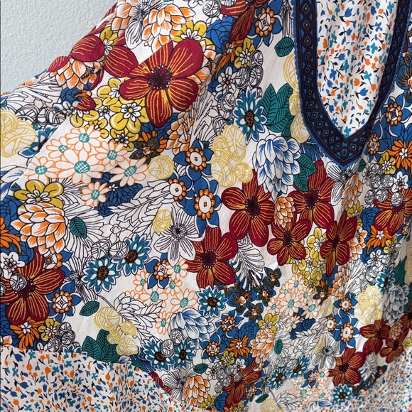 Floral Sleeveless Dress with Navy Accents - Picture 7 of 7